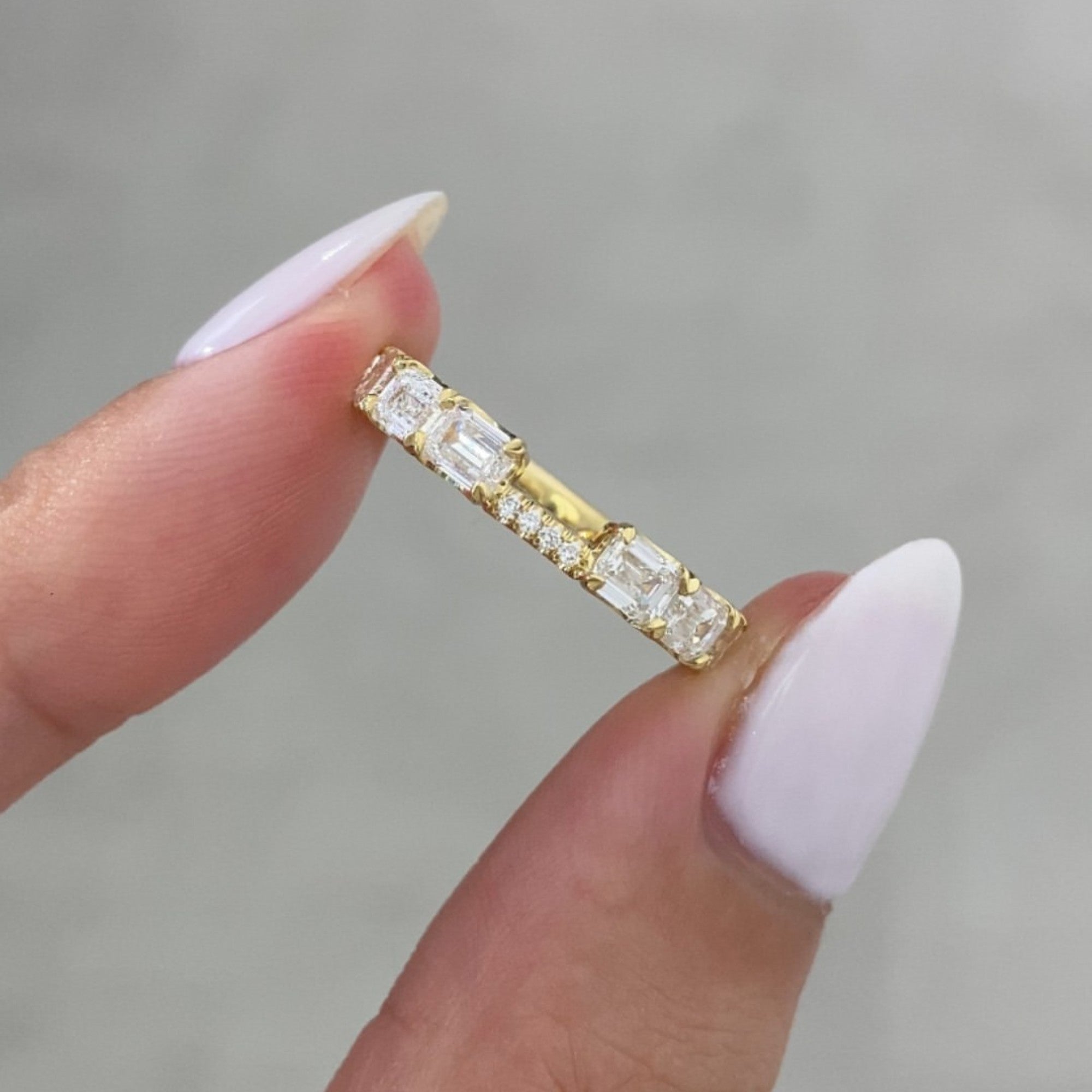 Emerald Cut Lab Grown Engagement Ring Set  Bridal Set Wedding Ring With Matching Band Anniversary Ring Set Promise Ring Set