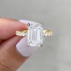Emerald Cut Moissanite Engagement Ring Set  Bridal Set Wedding Ring With Matching Band Anniversary Ring Set Promise Ring Set