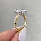 Emerald Cut Moissanite Engagement Ring Set  Bridal Set Wedding Ring With Matching Band Anniversary Ring Set Promise Ring Set
