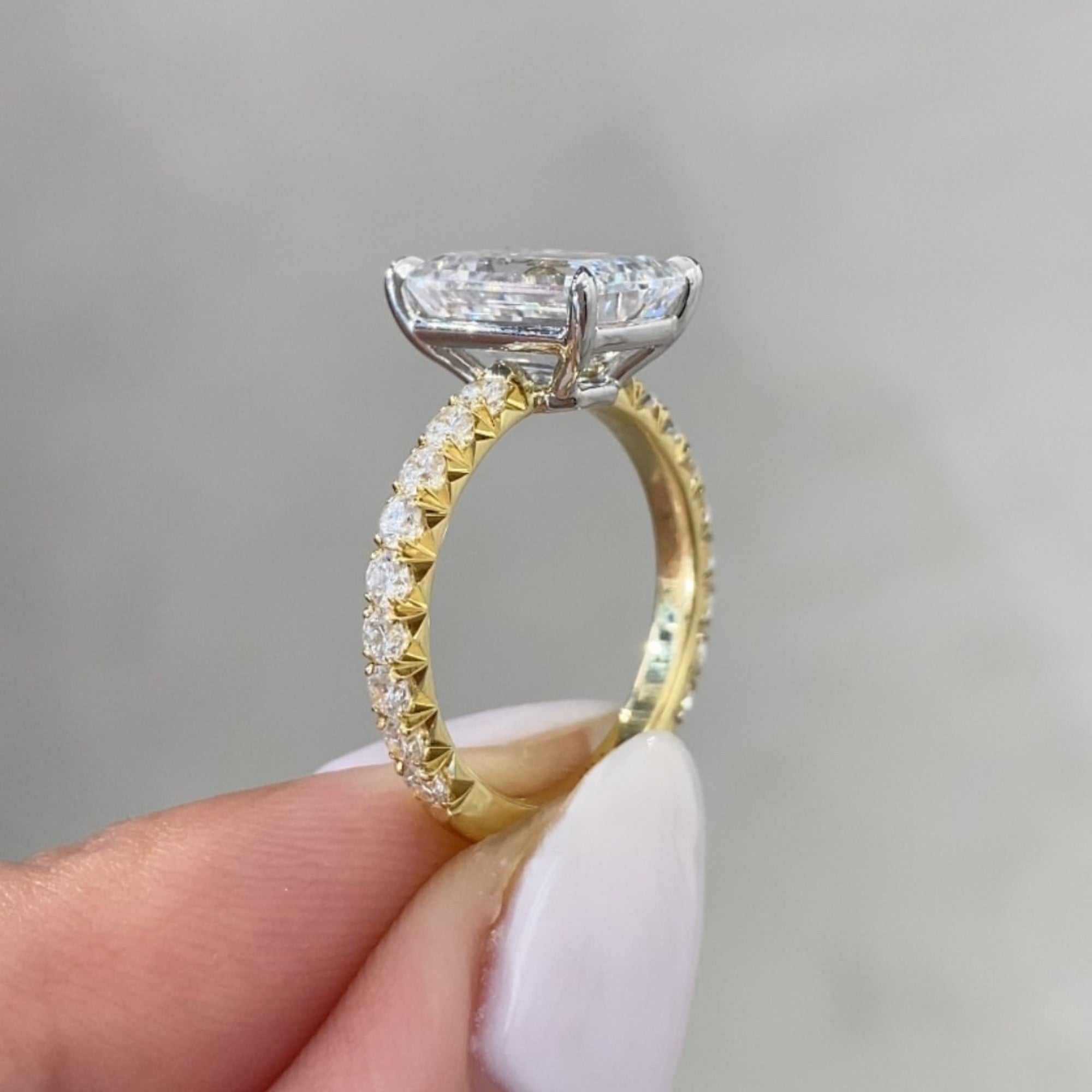 Emerald Cut Lab Grown Engagement Ring Set  Bridal Set Wedding Ring With Matching Band Anniversary Ring Set Promise Ring Set