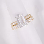 Emerald Cut Lab Grown Engagement Ring Set  Bridal Set Wedding Ring With Matching Band Anniversary Ring Set Promise Ring Set