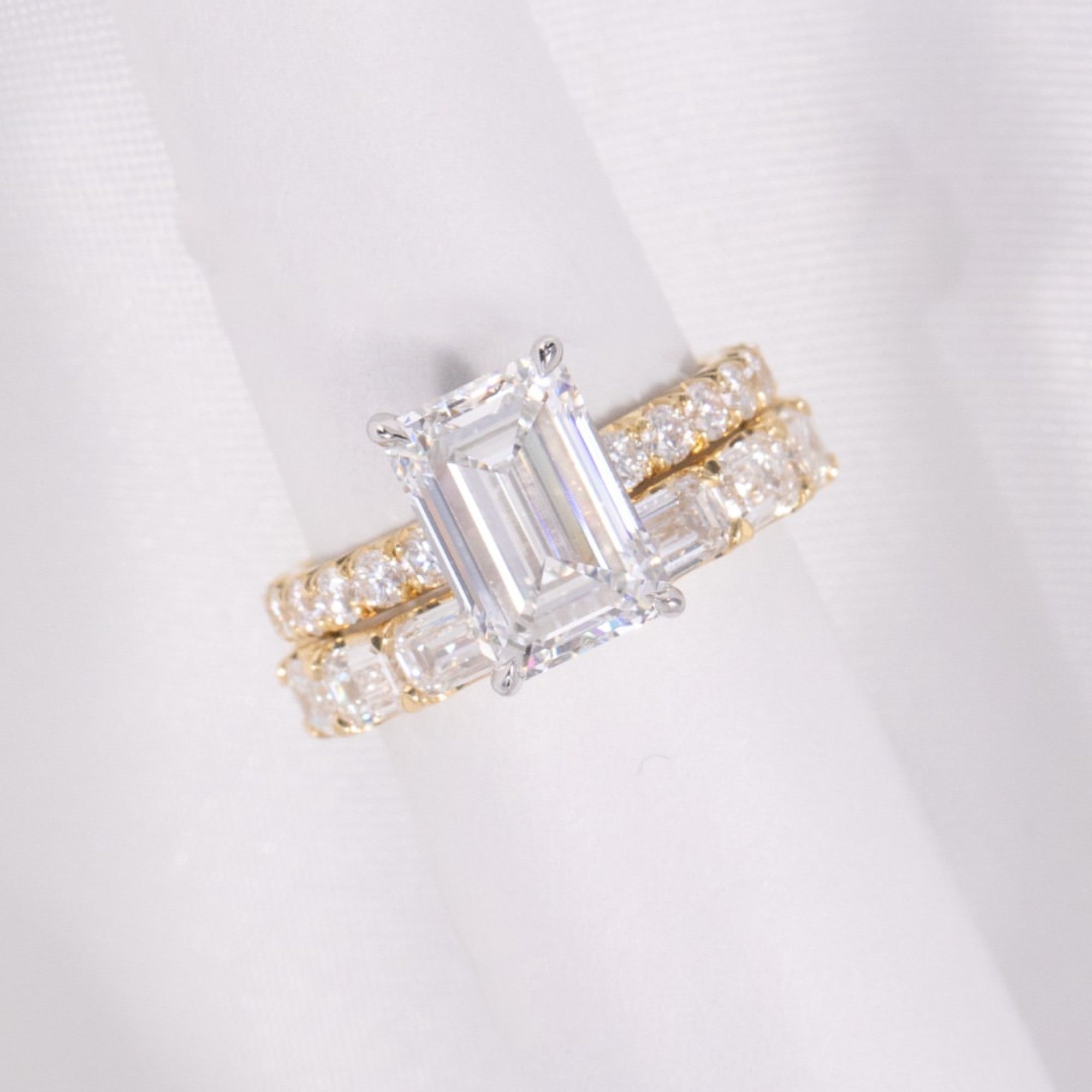 Emerald Cut Lab Grown Engagement Ring Set  Bridal Set Wedding Ring With Matching Band Anniversary Ring Set Promise Ring Set