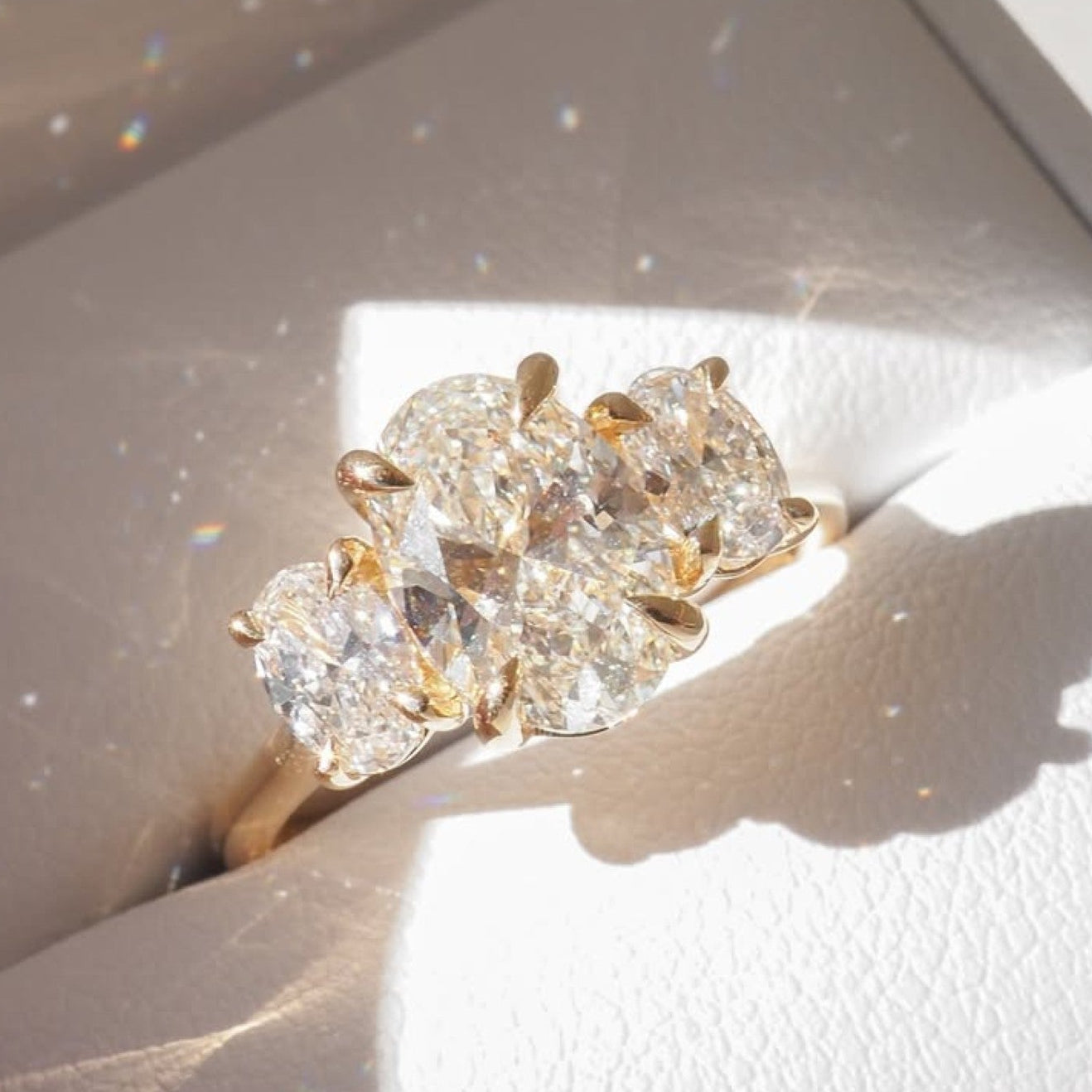 Three Stone Oval Cut Moissanite Engagement Ring Trilogy Diamond Ring Wedding Ring Past Present Future Anniversary Ring