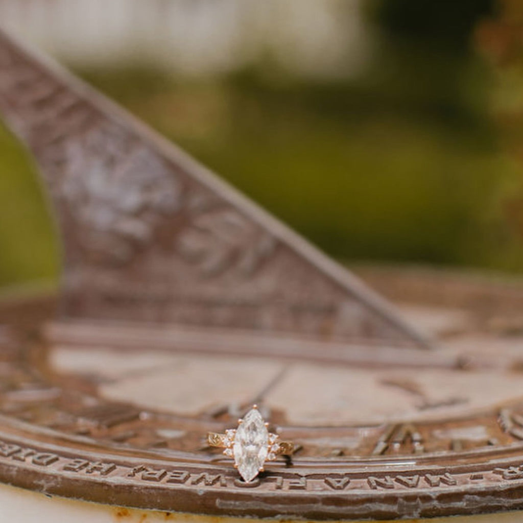 Art Deco  Marquise Cut Lab Grown Engagement Ring Cluster  Nature inspired Ring Vintage Wedding Ring Anniversary Ring
