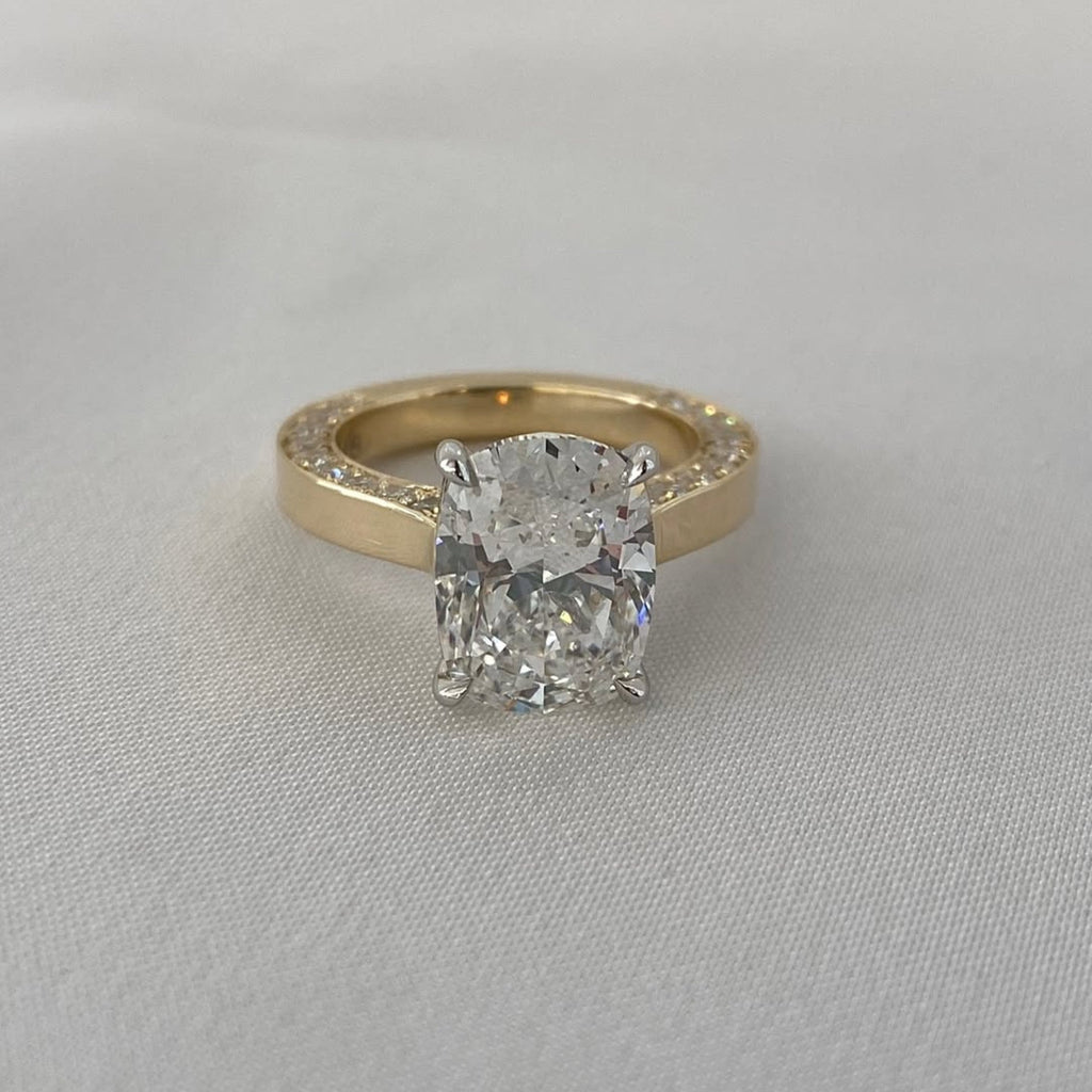 Hidden Halo Elongated Cushion Cut Moissanite Engagement Ring  Wedding Ring Solitaire Rings Anniversary Gift Promise Ring