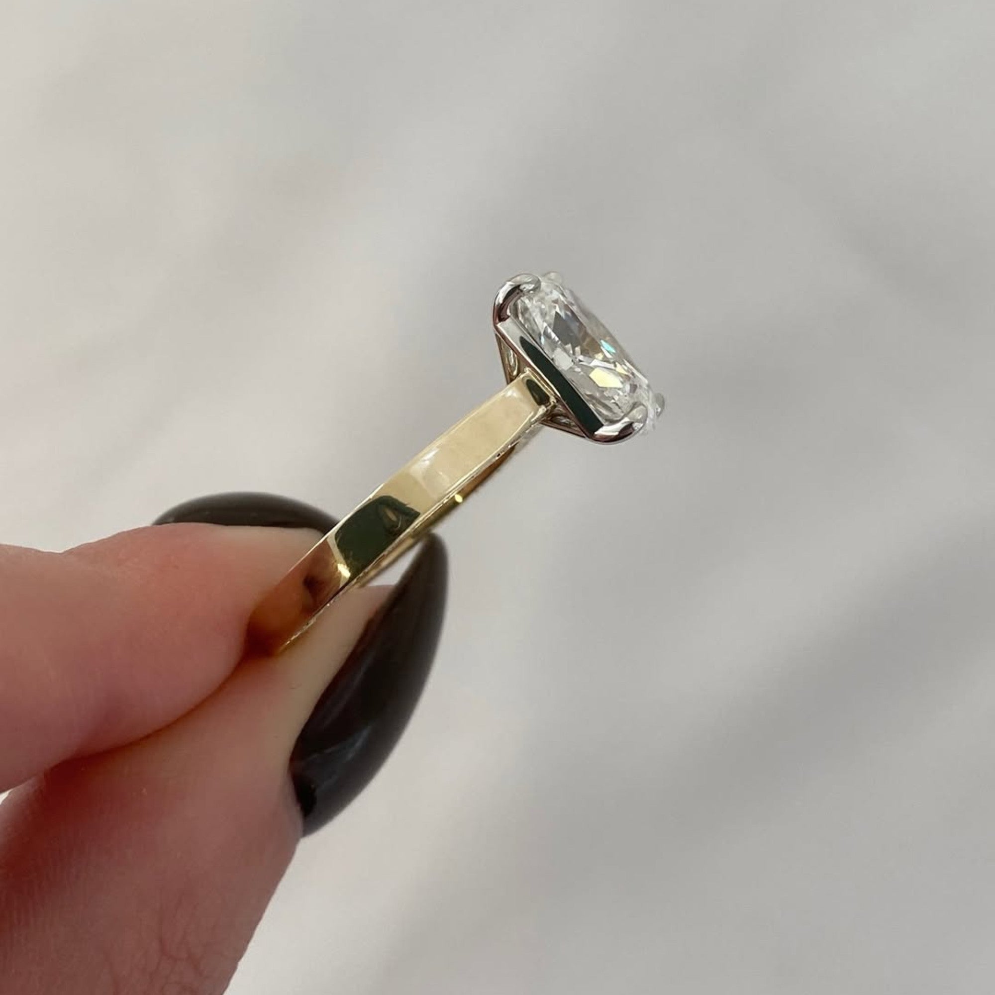 Hidden Halo Elongated Cushion Cut Moissanite Engagement Ring  Wedding Ring Solitaire Rings Anniversary Gift Promise Ring