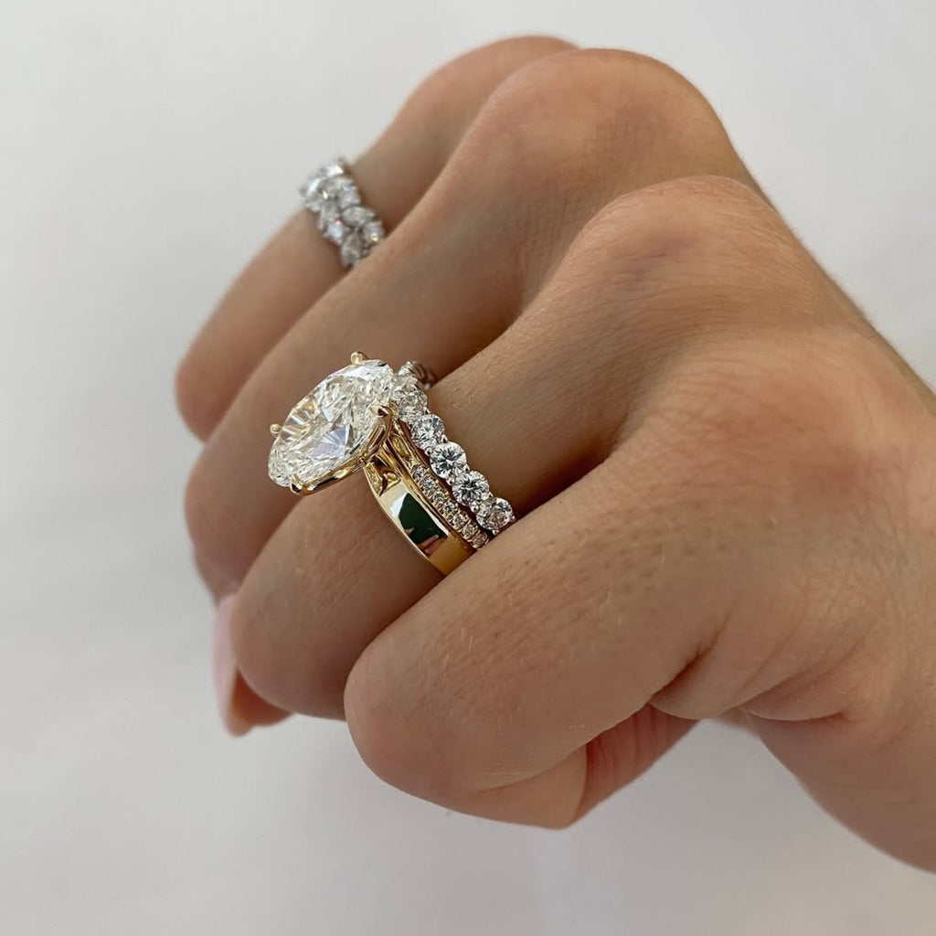 Oval Cut Moissanite Engagement Ring Set Solitaire Ring With Two Matching Band Set Bridal Set Wedding Ring Set Anniversary Set