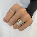 Radiant Cut Lab Grown Engagement Ring Set Solitaire Ring With Two Matching Band Set Bridal Set Wedding Set Anniversary Set.