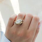 Bezel Set  Marquise Cut Engagement Ring East West Marquise Moissanite Ring  Wedding Ring Horizontal Ring Anniversary Ring