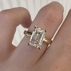 Emerald Cut Moissanite Engagement Ring Hidden Halo Solitaire Ring Wedding Ring Anniversary Ring For Women Promise Ring