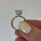 Double Band  Radiant Cut Lab Grown Engagement Ring Hidden Halo  Solitaire Ring Wedding Rings For Women Anniversary Ring