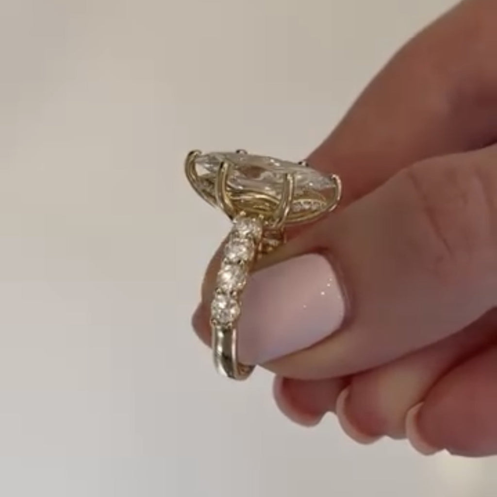 Hidden Halo Marquise Cut Lab Grown Engagement Ring  Wedding Ring Anniversary Rings For Women Promise Ring Gift For Her