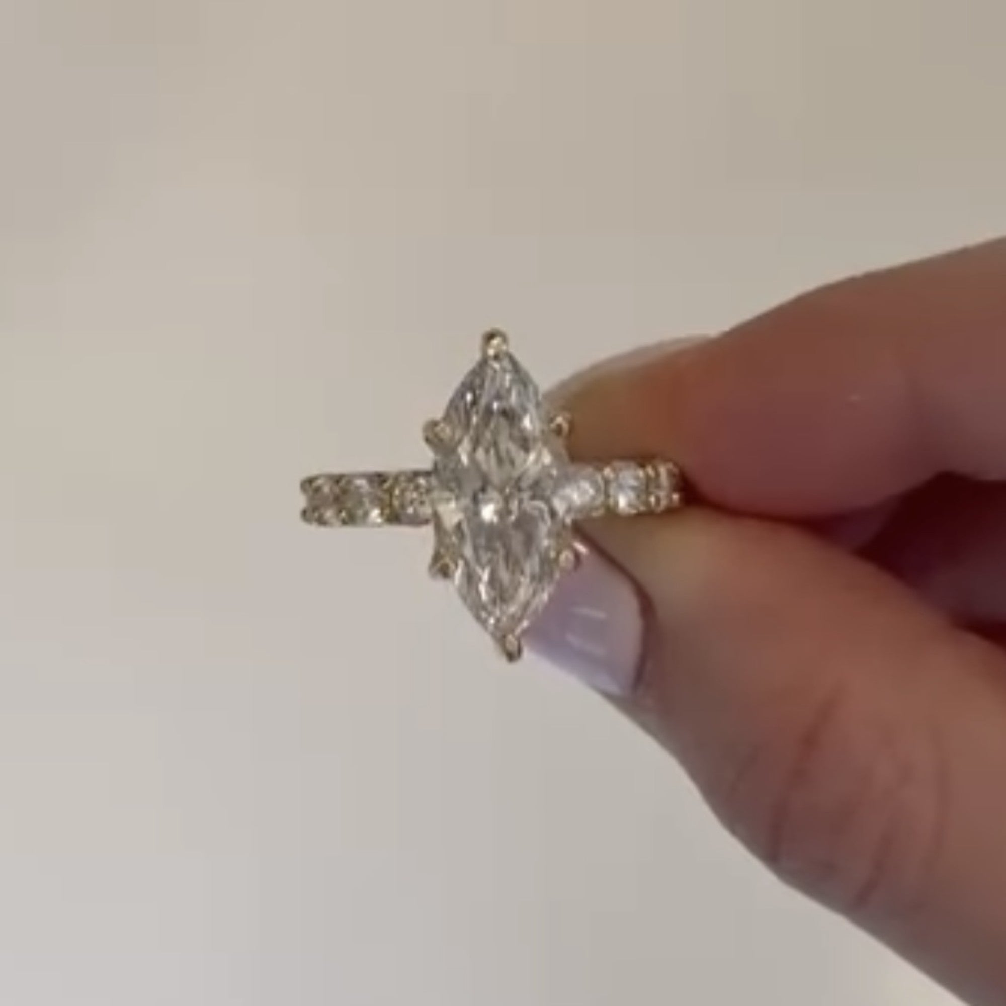 Hidden Halo Marquise Cut Lab Grown Engagement Ring  Wedding Ring Anniversary Rings For Women Promise Ring Gift For Her