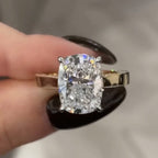 Hidden Halo Elongated Cushion Cut Moissanite Engagement Ring  Wedding Ring Solitaire Rings Anniversary Gift Promise Ring
