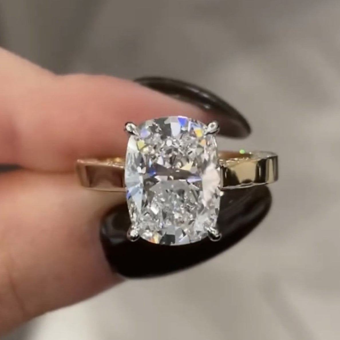 Hidden Halo Elongated Cushion Cut Lab Grown Engagement Ring  Wedding Ring Solitaire Rings Anniversary Gift Promise Ring