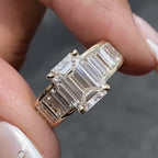 Emerald Cut  Moissanite Engagement Rings Wedding Ring Channel Set Baguette Band Ring Anniversary Ring For Women