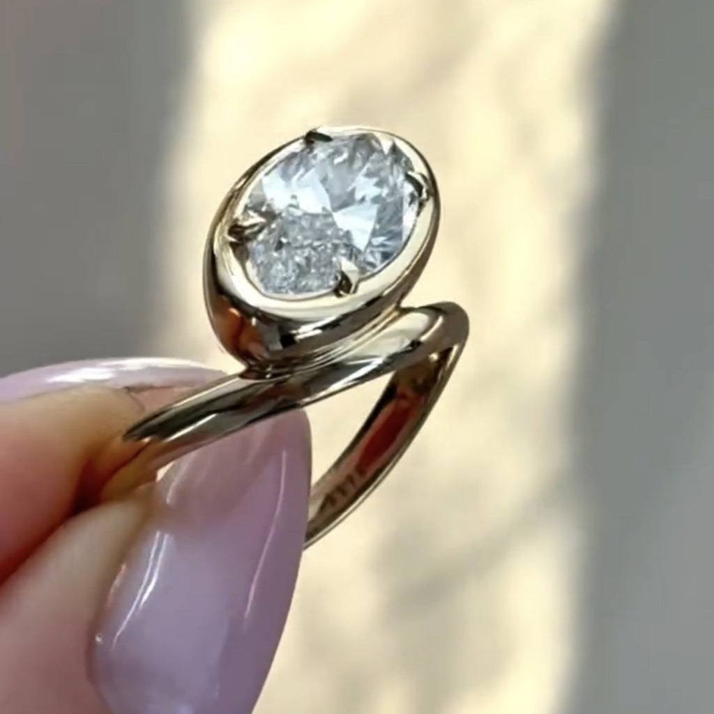 Bezel Set  Marquise Cut Engagement Ring East West Marquise Lab Grown Ring  Wedding Ring Horizontal Ring Anniversary Ring