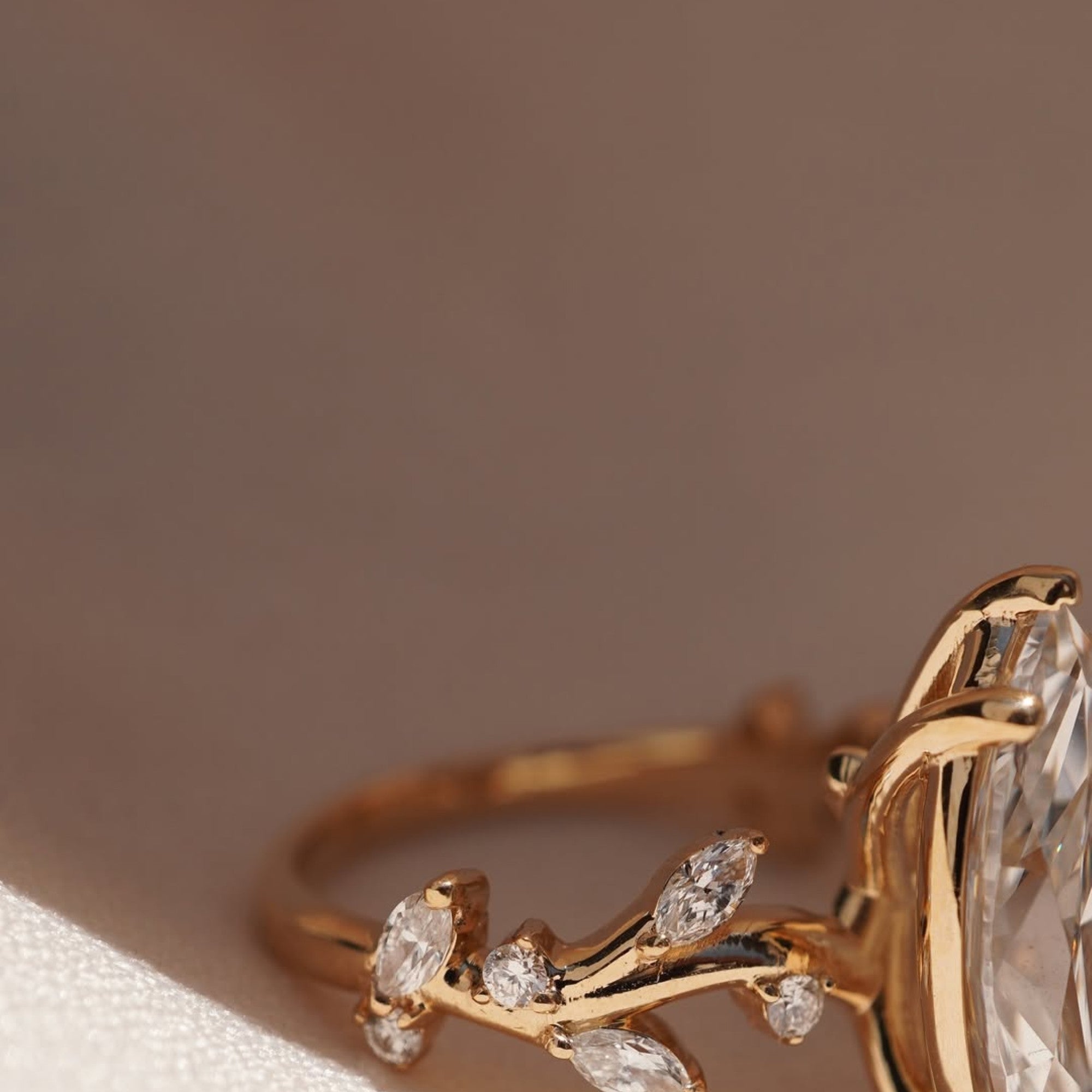 Vintage  Marquise Cut Moissanite Engagement Rings Art Deco Wedding Ring Nature Inspired Ring Floral Set Anniversary Ring