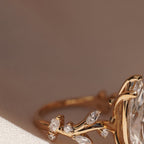 Vintage  Marquise Cut Lab Grown Engagement Rings Art Deco Wedding Ring Nature Inspired Ring Floral Set Anniversary Ring