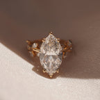 Vintage  Marquise Cut Moissanite Engagement Rings Art Deco Wedding Ring Nature Inspired Ring Floral Set Anniversary Ring