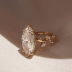 Vintage  Marquise Cut Moissanite Engagement Rings Art Deco Wedding Ring Nature Inspired Ring Floral Set Anniversary Ring