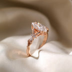 Marquise Cut Lab Grown Engagement Ring Art deco Solid Gold Wedding Ring