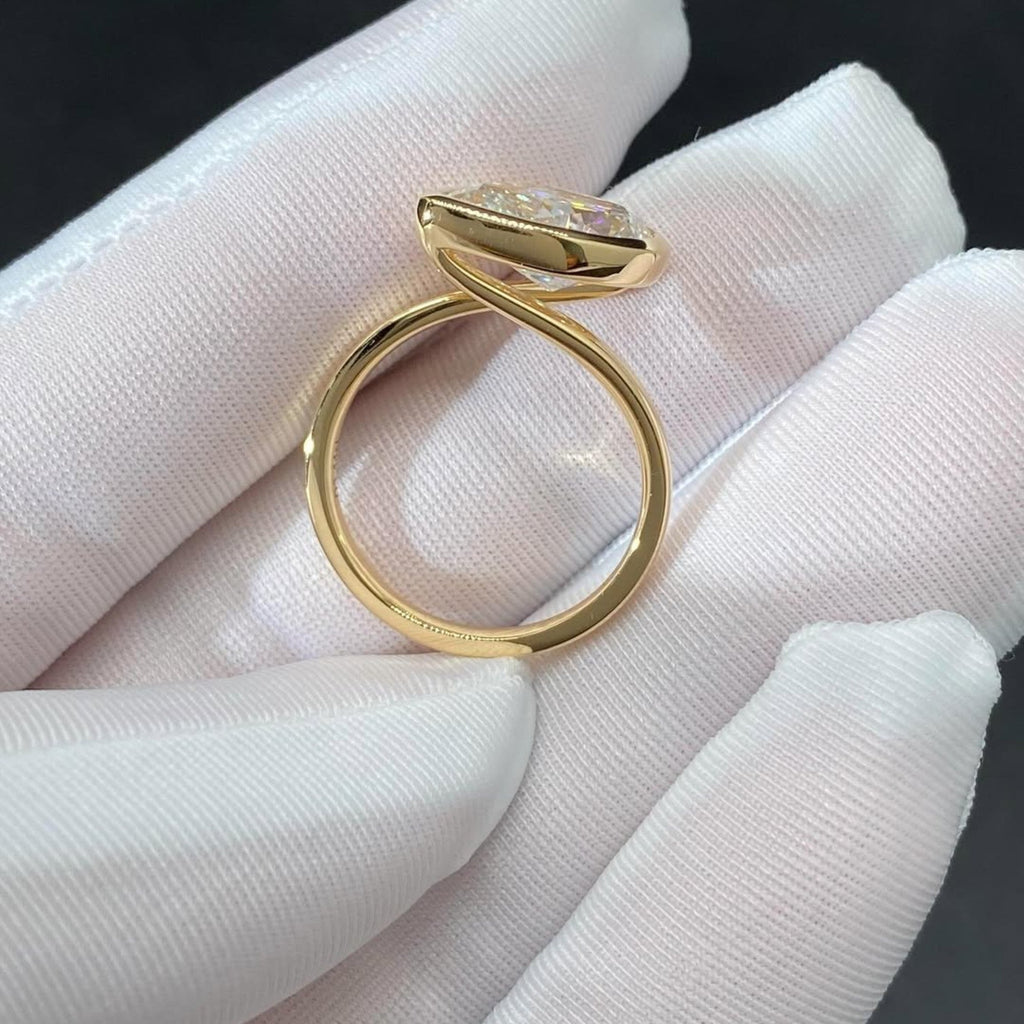 Bezel Set Pear Lab Grown Engagement Ring East West Wedding Ring