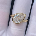 Bezel Set Pear Lab Grown Engagement Ring East West Wedding Ring