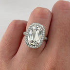Old Mine Elongated Cushion Lab Grown Engagement Ring Halo Set Wedding Ring