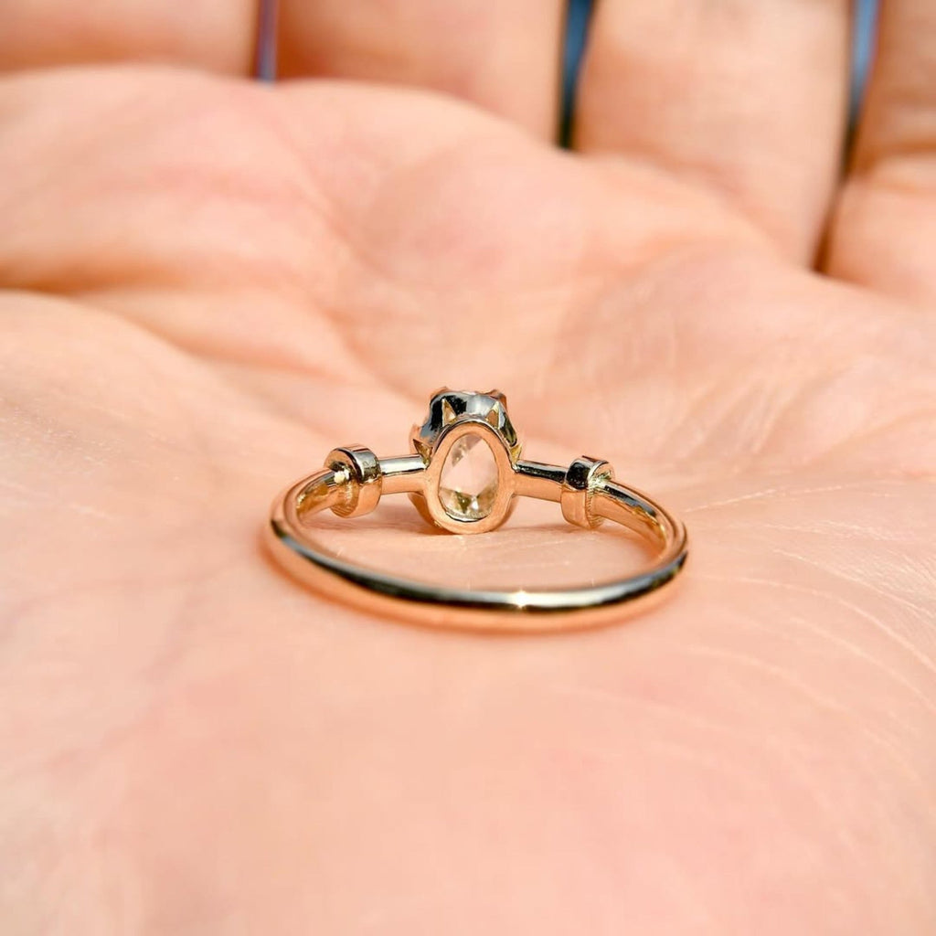 Oval Rose Cut Moissanite Engagement Ring Solitaire Wedding Ring