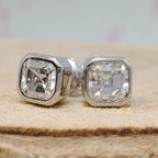 2.00 TCW Asscher Cut Lab Grown Diamond Stud Earrings Classic Bezel Set Minimalist Jewelry Gift
