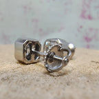 2.00 TCW Asscher Cut Lab Grown Diamond Stud Earrings Classic Bezel Set Minimalist Jewelry Gift