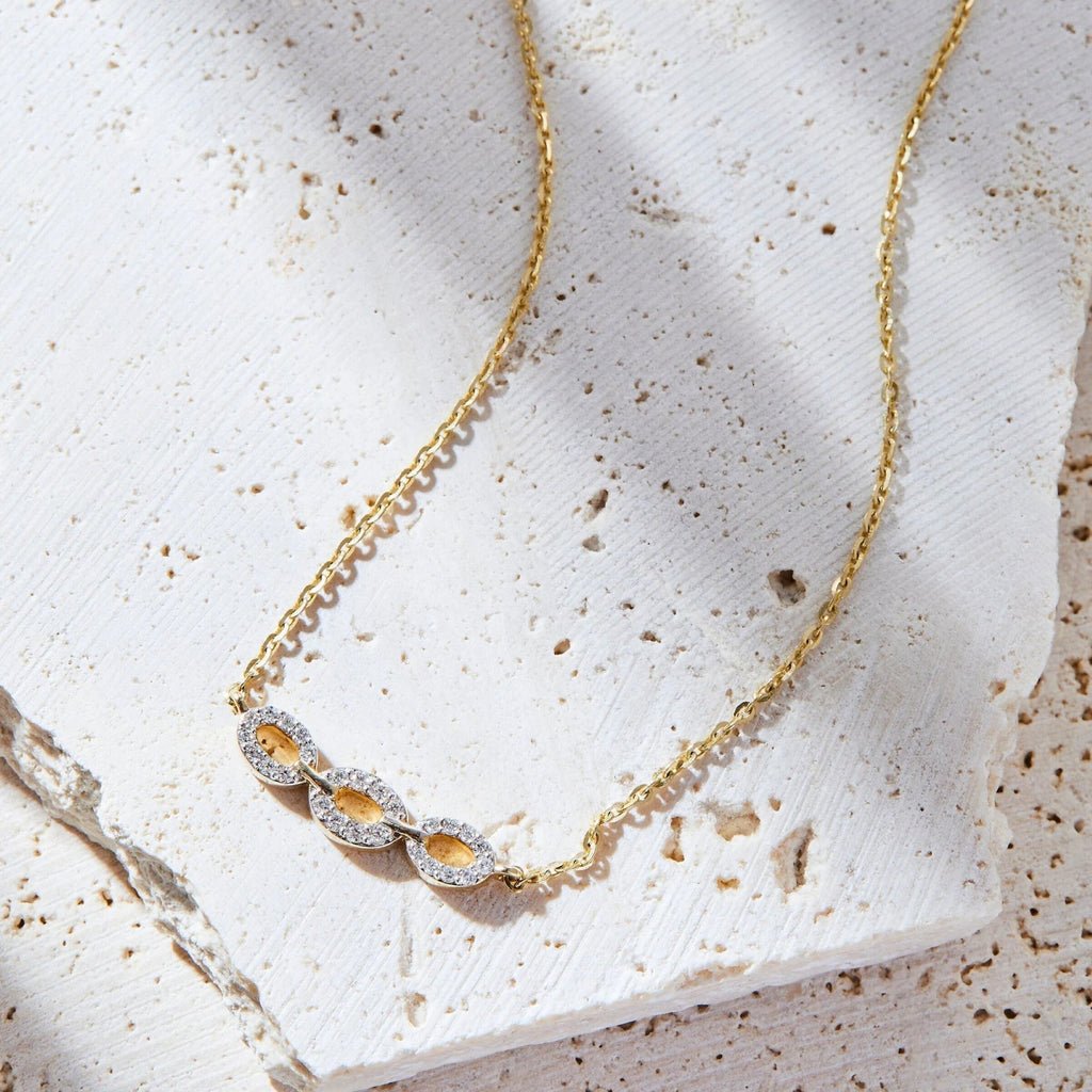 0.44 TCW Round Lab Grown Diamond Gold Necklace, Minimalist Halo Station Pendant, Dainty Anniversary Gift Jewelry
