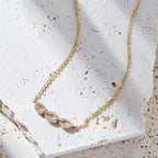 0.44 TCW Round Lab Grown Diamond Gold Necklace, Minimalist Halo Station Pendant, Dainty Anniversary Gift Jewelry