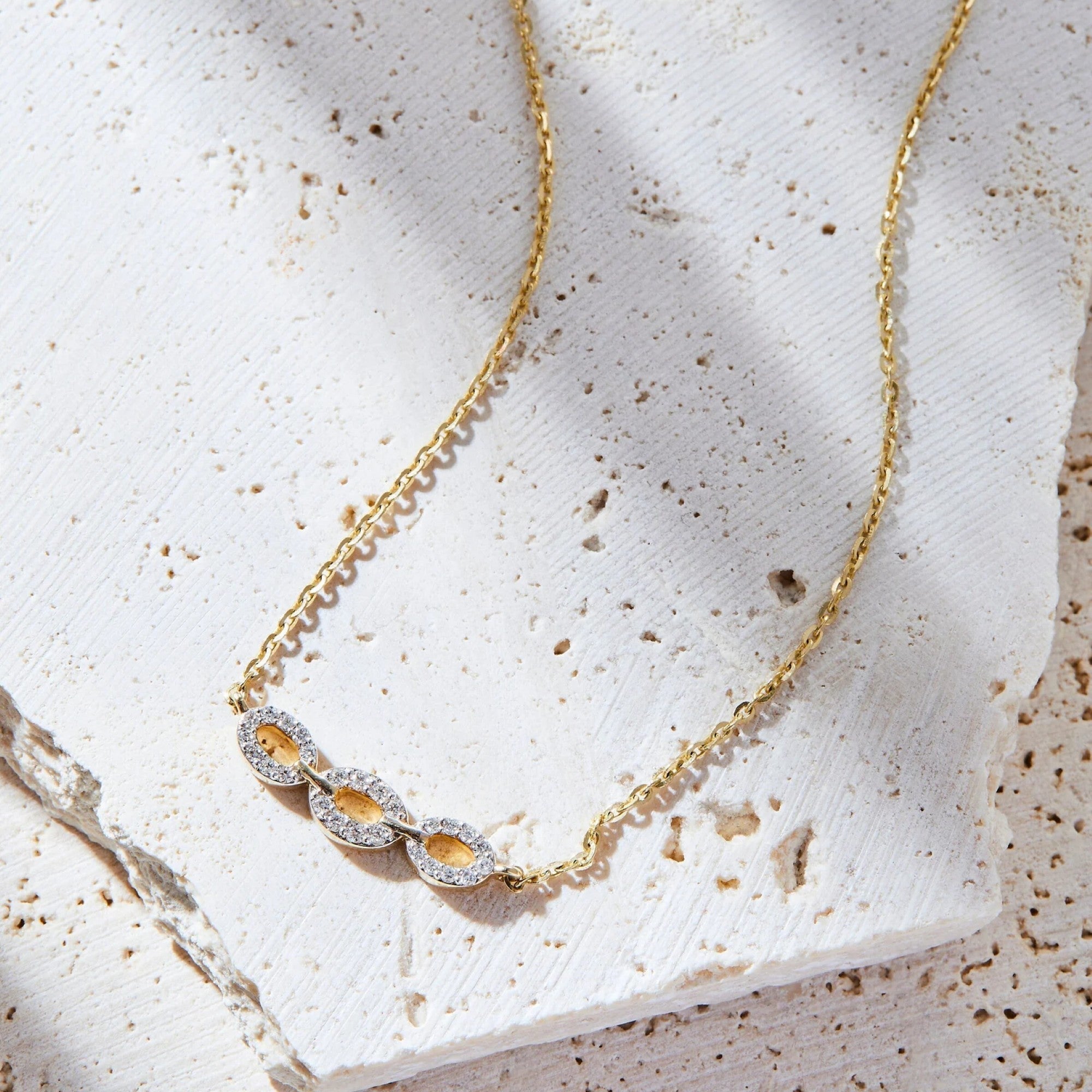 0.44 TCW Round Lab Grown Diamond Gold Necklace, Minimalist Halo Station Pendant, Dainty Anniversary Gift Jewelry