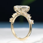 Emerald Cut Moissanite Engagement Ring Hidden Halo Ring  Wedding Rings For Women Anniversary Ring Promise Gift For Her