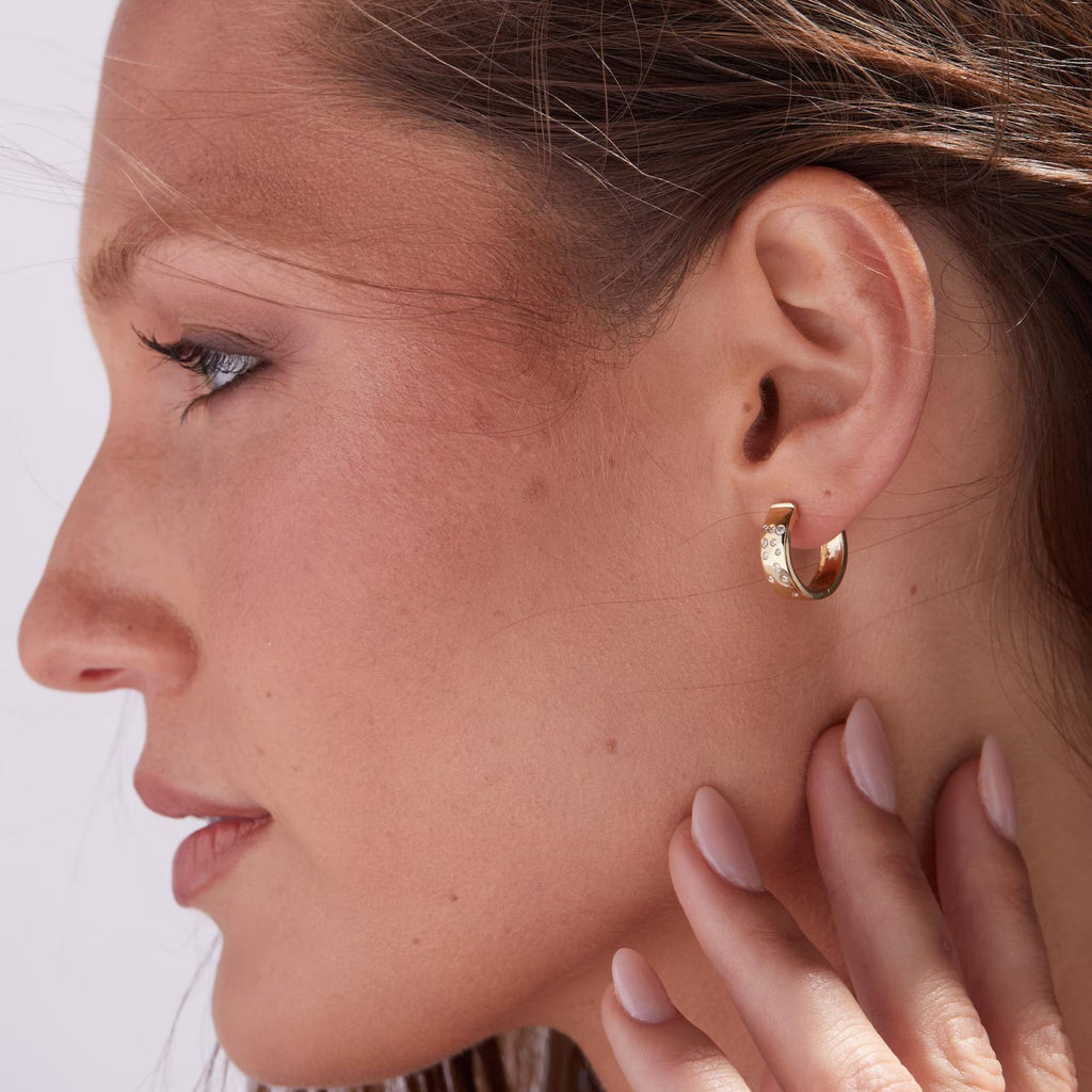 0.20 CT Round Cut Gold Diamond Huggie Earring Lab-Grown Pavé Hoops