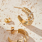 0.80 TCW Round Cut Lab Grown Diamond Huggie Hoop Earring Elegant Twist Design