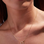 0.20 TCW Round Cut Gold Interlocking Circle Necklace Lab-Grown Diamond Accent