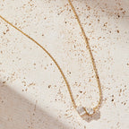1.25 TCW Emerald and Pear Moissanite Toi Et Moi Gold Necklace, Two Stone Diamond Pendant