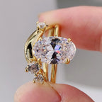 Oval Lab Diamond Engagement Ring Set  Lab Grown Wedding Ring Set  Anniversary Ring Set For Women