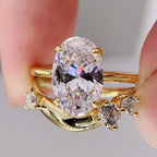 Oval Lab Diamond Engagement Ring Set  Lab Grown Wedding Ring Set  Anniversary Ring Set For Women