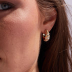0.80 TCW Round Cut Moissanite Diamond Huggie Hoop Earring Elegant Twist Design