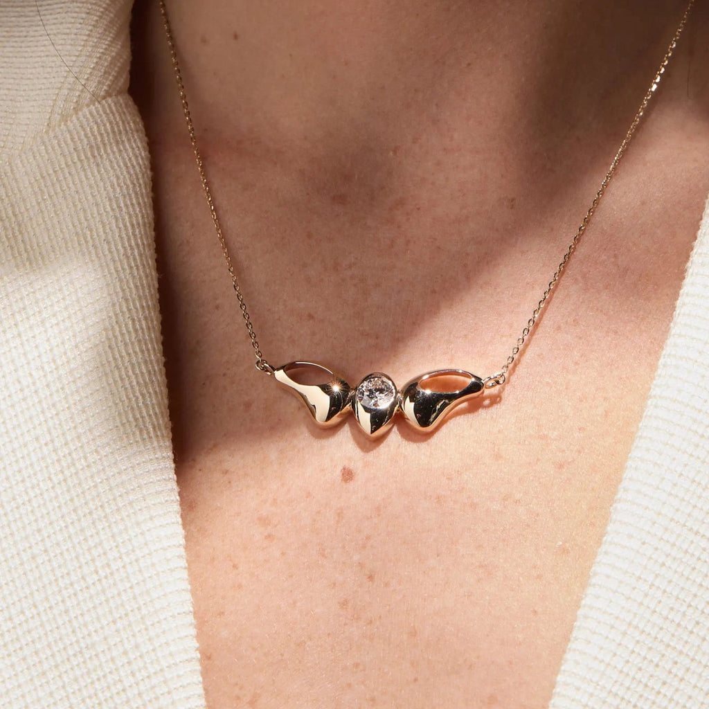 1.50 CT Round Cut Lab Grown Diamond Necklace, Gold Modern Pendant Jewelry