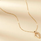 0.38 TCW Round Cut Moissanite Diamond Gold Geometric Pendant Necklace Gift for Her