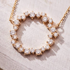 0.50 TCW Round Cut Lab Grown Diamond Circle Pendant Necklace Gold Jewelry