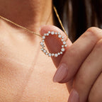 0.50 TCW Round Cut Lab Grown Diamond Circle Pendant Necklace Gold Jewelry