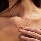 0.50 TCW Round Cut Lab Grown Diamond Circle Pendant Necklace Gold Jewelry