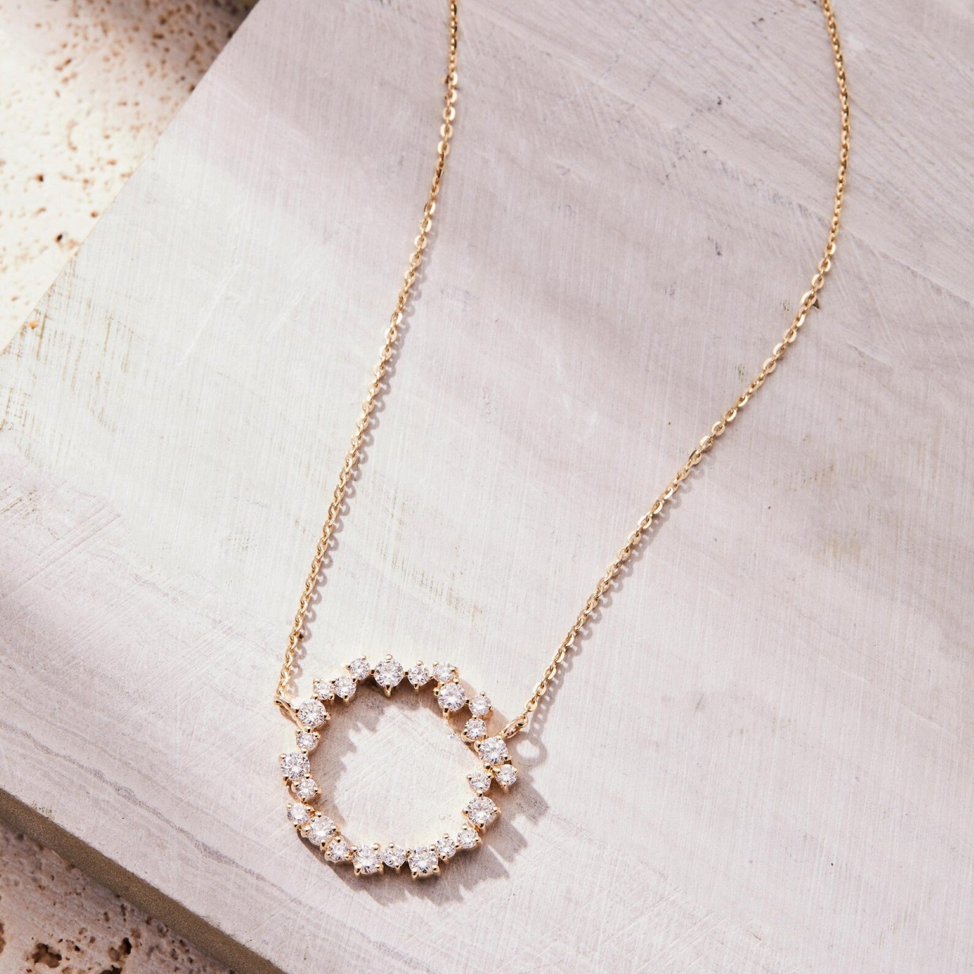 0.50 TCW Round Cut Moissanite Diamond Circle Pendant Necklace Gold Jewelry