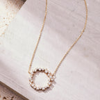 0.50 TCW Round Cut Lab Grown Diamond Circle Pendant Necklace Gold Jewelry